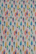 Off White Digital Printed Linen Floral Design Fabric ( 1 Mtr ) - Luxurion World
