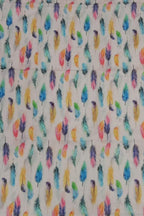 Off White Digital Printed Linen Floral Design Fabric ( 1 Mtr ) - Luxurion World