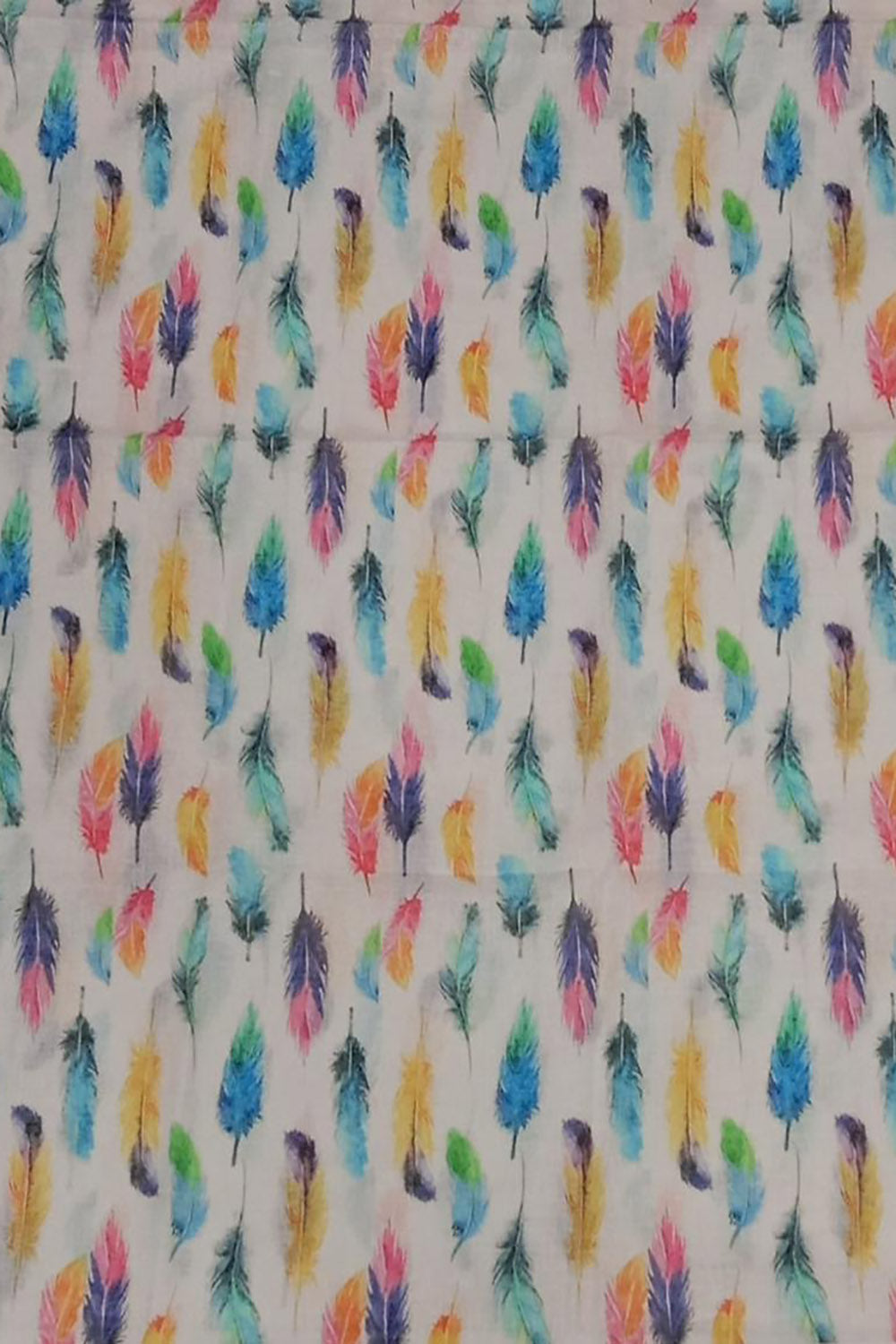 Off White Digital Printed Linen Floral Design Fabric ( 1 Mtr ) - Luxurion World