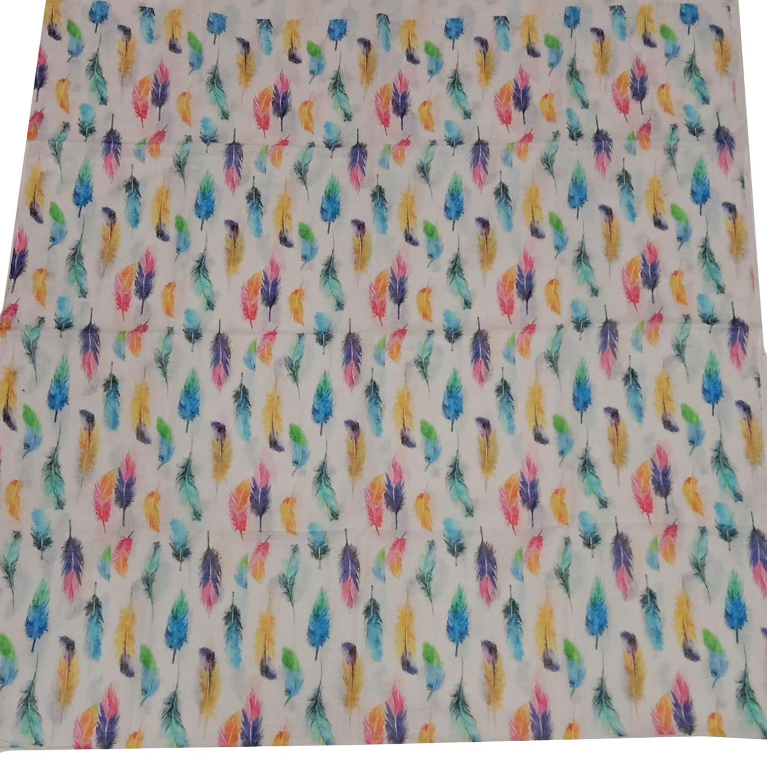 Off White Digital Printed Linen Floral Design Fabric ( 1 Mtr ) - Luxurion World