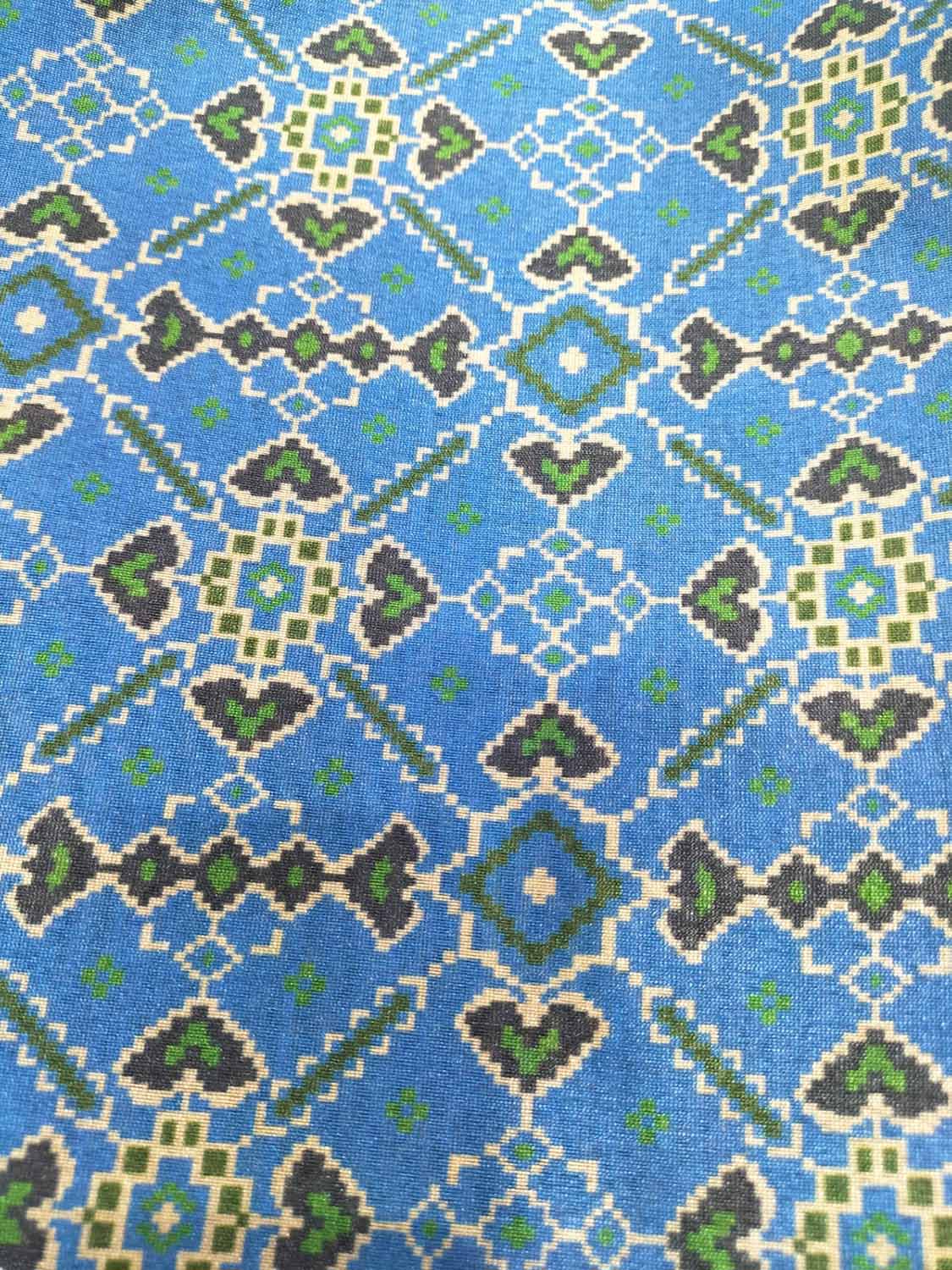 Blue Digital Printed Patola Design Tussar Silk Fabric ( 1 Mtr ) - Luxurion World