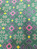 Green Digital Printed Patola Design Tussar Silk Fabric ( 1 Mtr ) - Luxurion World
