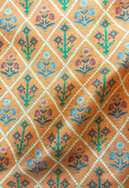 Orange Digital Printed Patola Design Tussar Silk Fabric ( 1 Mtr ) - Luxurion World