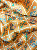 Orange Digital Printed Patola Design Tussar Silk Fabric ( 1 Mtr ) - Luxurion World