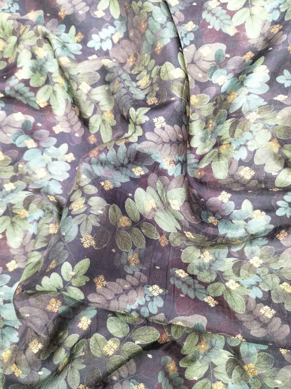Purple Digital Printed Dola Silk Fabric ( 1 Mtr )