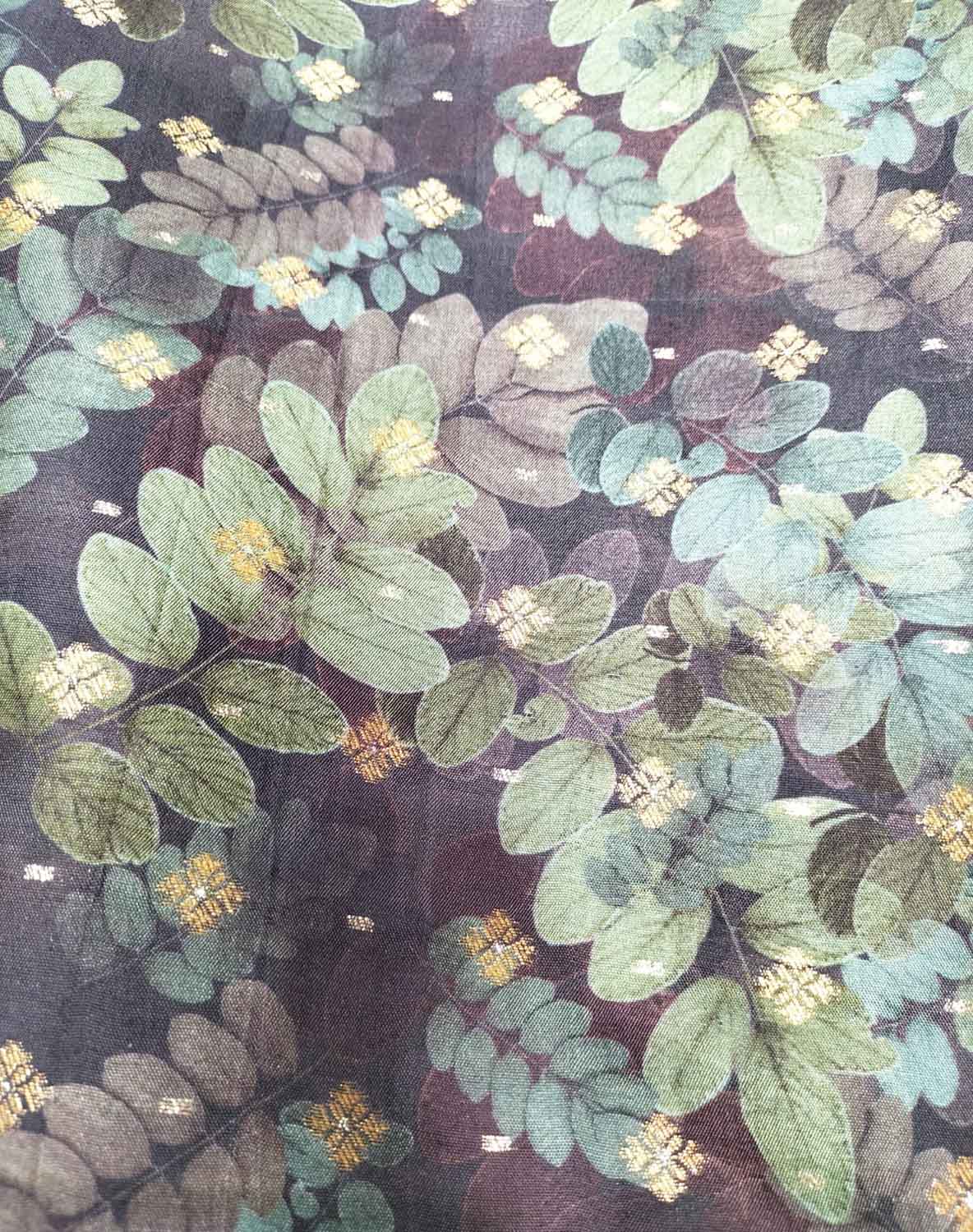 Purple Digital Printed Dola Silk Fabric ( 1 Mtr )
