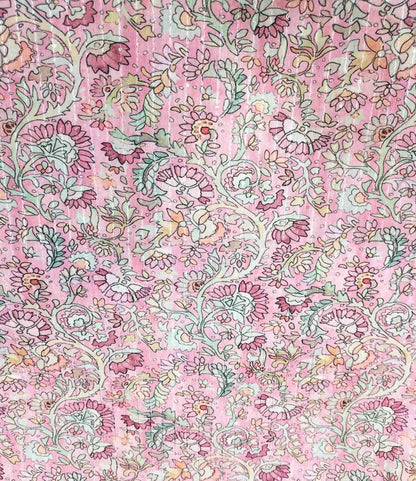 Pink Digital Printed Cotton Sequins Work Fabric ( 1 Mtr ) - Luxurion World