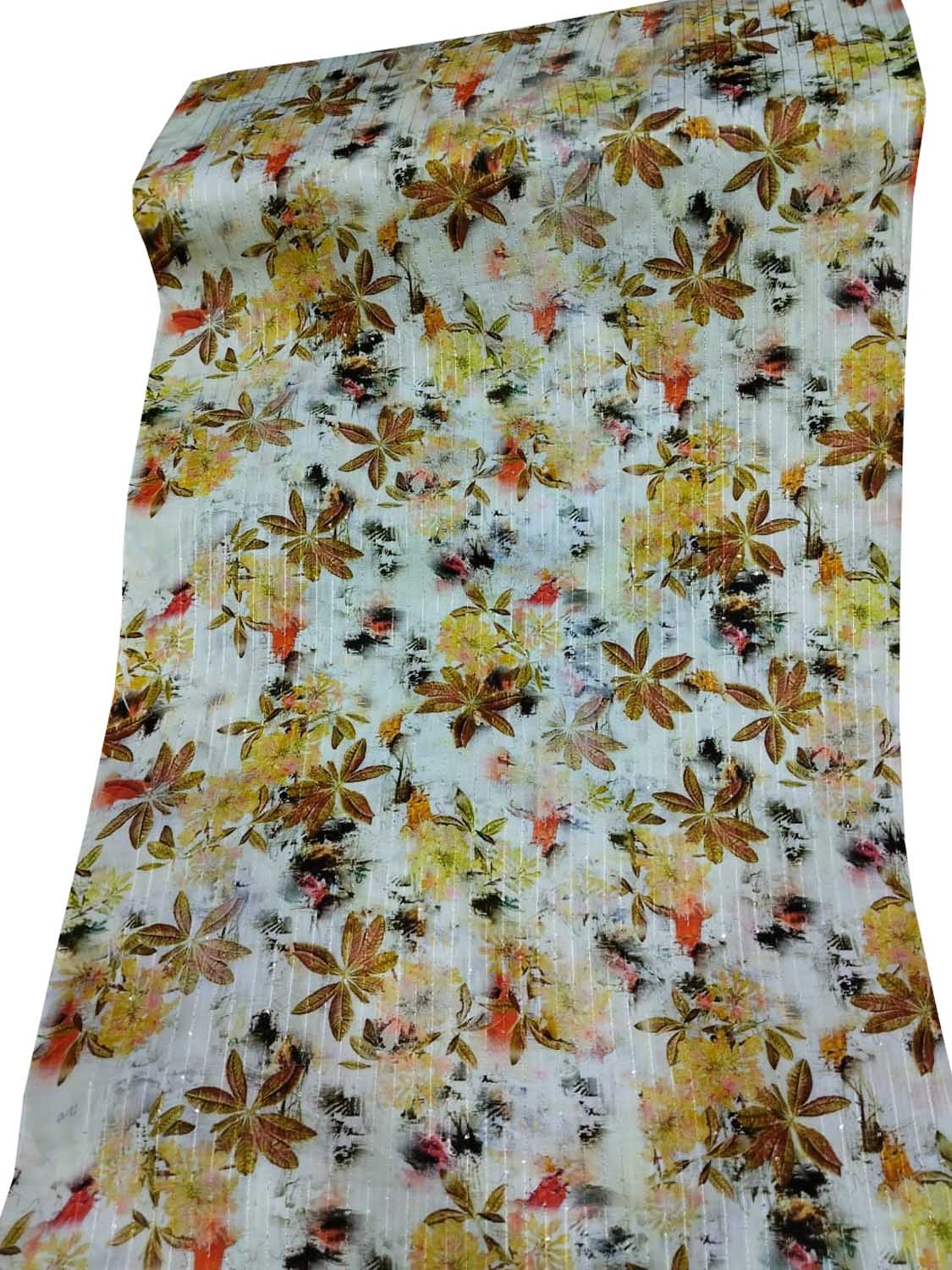 Multicolor Digital Printed Cotton Sequins Work Fabric ( 1  Mtr ) - Luxurion World