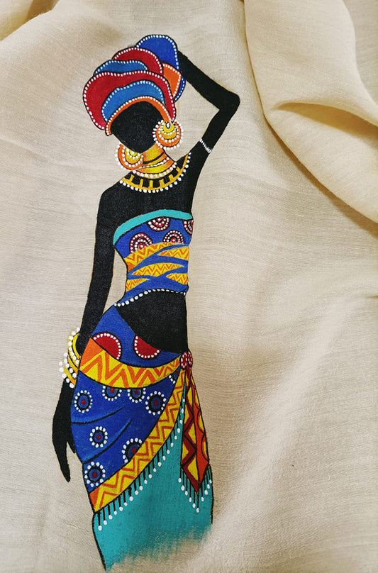 Pastel Hand Painted Pure Moonga Silk Blouse Fabric (1 Mtr) - Luxurion World