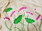 Pastel Hand Painted Pure Moonga Silk Blouse Fabric (1 Mtr) - Luxurion World