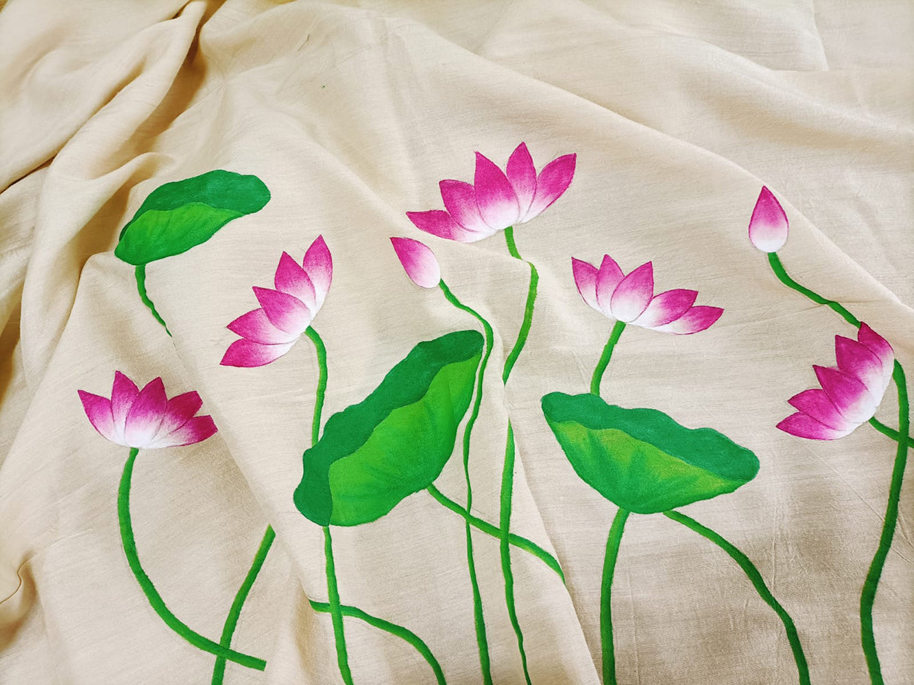 Pastel Hand Painted Pure Moonga Silk Blouse Fabric (1 Mtr) - Luxurion World