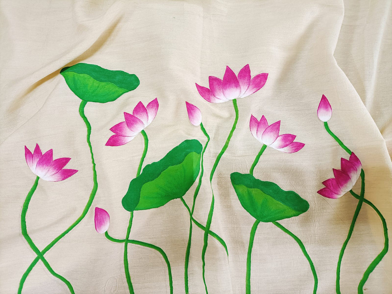 Pastel Hand Painted Pure Moonga Silk Blouse Fabric (1 Mtr)