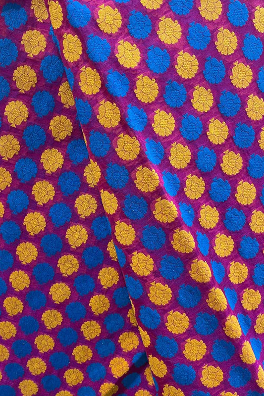 Purple Jamdani Handloom Silk Fabric ( 1 Mtr ) - Luxurion World