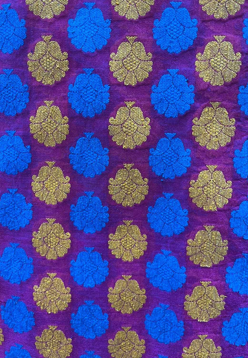 Purple Jamdani Handloom Silk Fabric ( 1 Mtr ) - Luxurion World