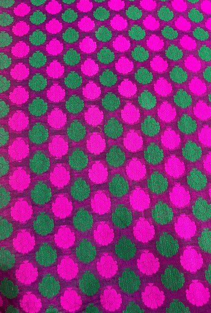 Pink Jamdani Handloom Silk Fabric ( 1 Mtr ) - Luxurion World