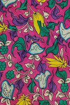 Pink Kalamkari Hand Painted Bangalore Silk Fabric - Luxurion World