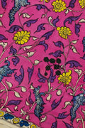 Pink Kalamkari Hand Painted Bangalore Silk Fabric - Luxurion World