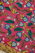 Pink Kalamkari Hand Painted Bangalore Silk Fabric - Luxurion World