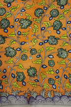 Yellow Hand Painted Kalamkari Bangalore Silk Fabric - 1 Mtr - Luxurion World