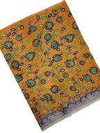 Yellow Hand Painted Kalamkari Bangalore Silk Fabric - 1 Mtr - Luxurion World