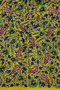 Yellow Hand-painted Kalamkari Bangalore Silk Fabric - 1 Mtr - Luxurion World