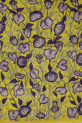Hand Painted Kalamkari Silk Fabric - Yellow (1 Mtr) - Professional Quality - Luxurion World