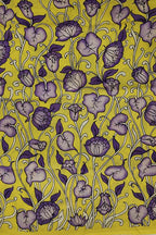 Hand Painted Kalamkari Silk Fabric - Yellow (1 Mtr) - Professional Quality - Luxurion World