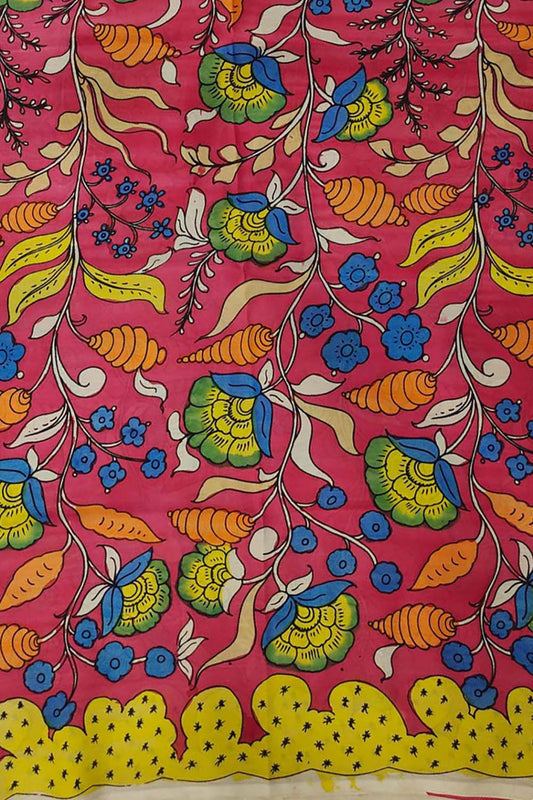 Hand-painted Kalamkari Bangalore Silk Fabric - 1 Mtr - Luxurion World