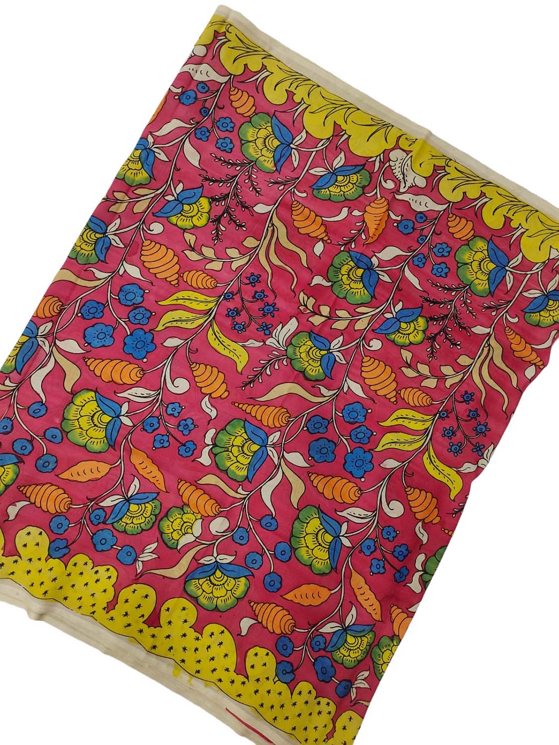 Hand-painted Kalamkari Bangalore Silk Fabric - 1 Mtr