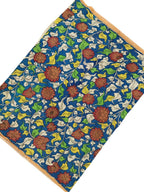 Blue Kalamkari Hand Painted Pure Bangalore Silk Fabric (1 mtr) - Luxurion World