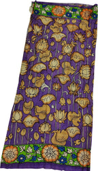 Purple Kalamkari Hand Painted Pure Bangalore Silk Fabric (1 mtr) - Luxurion World