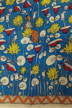 Blue Kalamkari Hand Painted Pure Bangalore Silk Fabric (1 mtr) - Luxurion World