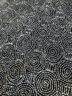 Black Kantha Hand Embroidered Pure Tussar Silk Fabric ( 1 Mtr ) - Luxurion World