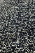 Black Kantha Hand Embroidered Pure Tussar Silk Fabric ( 1 Mtr ) - Luxurion World