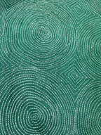 Green Kantha Hand Embroidered Pure Tussar Silk Fabric ( 1 Mtr ) - Luxurion World