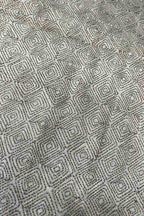 Off White Kantha Hand Embroidered Pure Tussar Silk Fabric ( 1 Mtr ) - Luxurion World