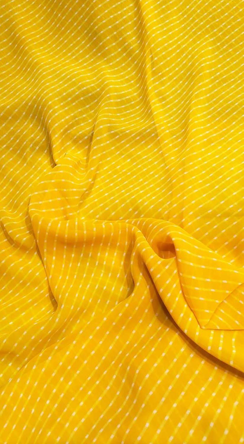 Yellow Leheriya Printed Georgette Fabric ( 1 Mtr ) - Luxurion World