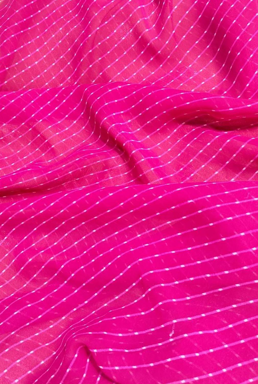Pink Leheriya Printed Georgette Fabric ( 1 Mtr ) - Luxurion World