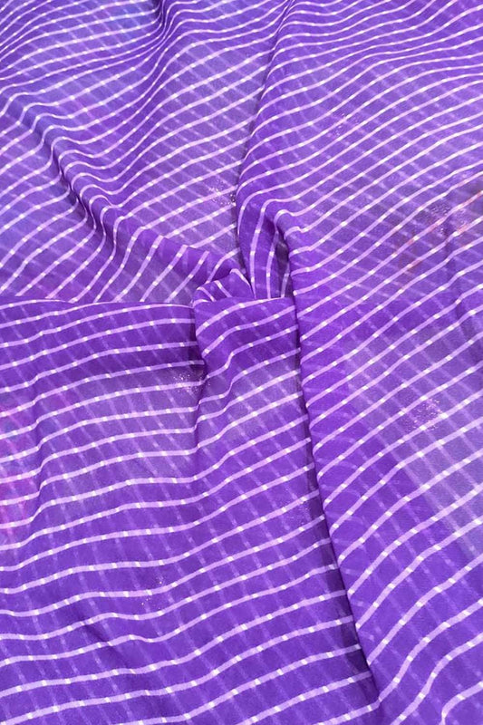 Purple Leheriya Printed Georgette Fabric ( 1 Mtr )