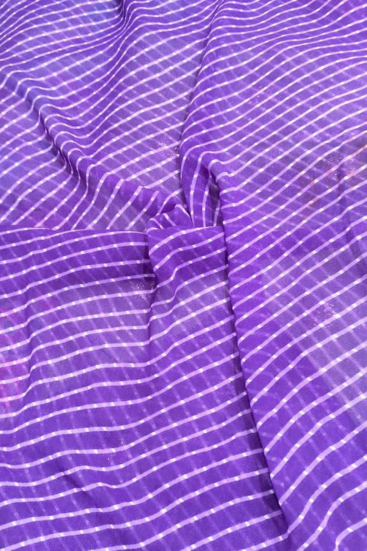 Purple Leheriya Printed Georgette Fabric ( 1 Mtr ) - Luxurion World
