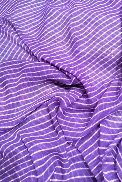 Purple Leheriya Printed Georgette Fabric ( 1 Mtr ) - Luxurion World