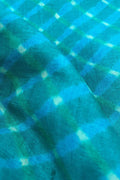 Blue Leheriya Tie N Dye Pure Tussar Silk Fabric ( 1 Mtr ) - Luxurion World