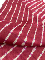 Red Leheriya Tie N Dye Pure Tussar Silk Fabric ( 1 Mtr ) - Luxurion World