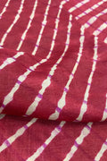 Red Leheriya Tie N Dye Pure Tussar Silk Fabric ( 1 Mtr ) - Luxurion World