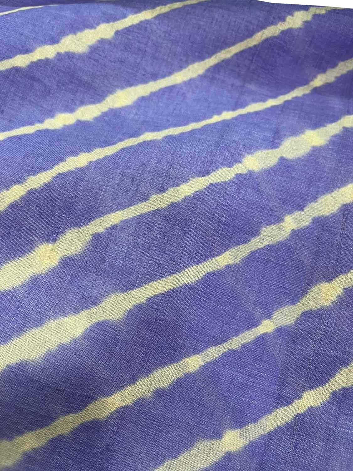 Purple Leheriya Tie N Dye Pure Tussar Silk Fabric ( 1 Mtr ) - Luxurion World