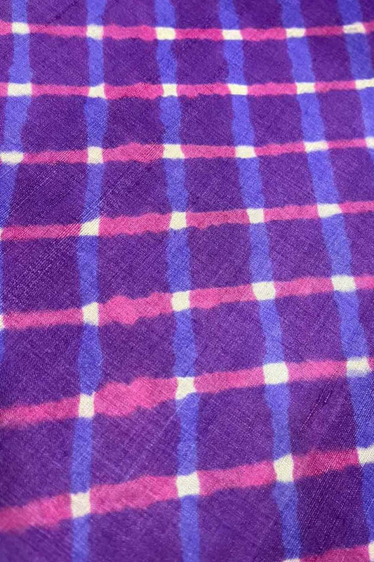 Purple Leheriya Tie N Dye Pure Tussar Silk Fabric ( 1 Mtr ) - Luxurion World