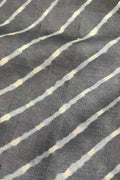 Black Leheriya Tie N Dye Pure Tussar Silk Fabric ( 1 Mtr ) - Luxurion World