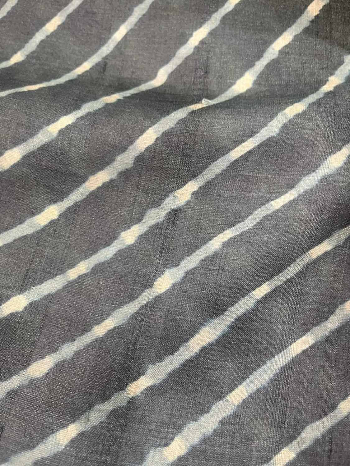 Black Leheriya Tie N Dye Pure Tussar Silk Fabric ( 1 Mtr ) - Luxurion World