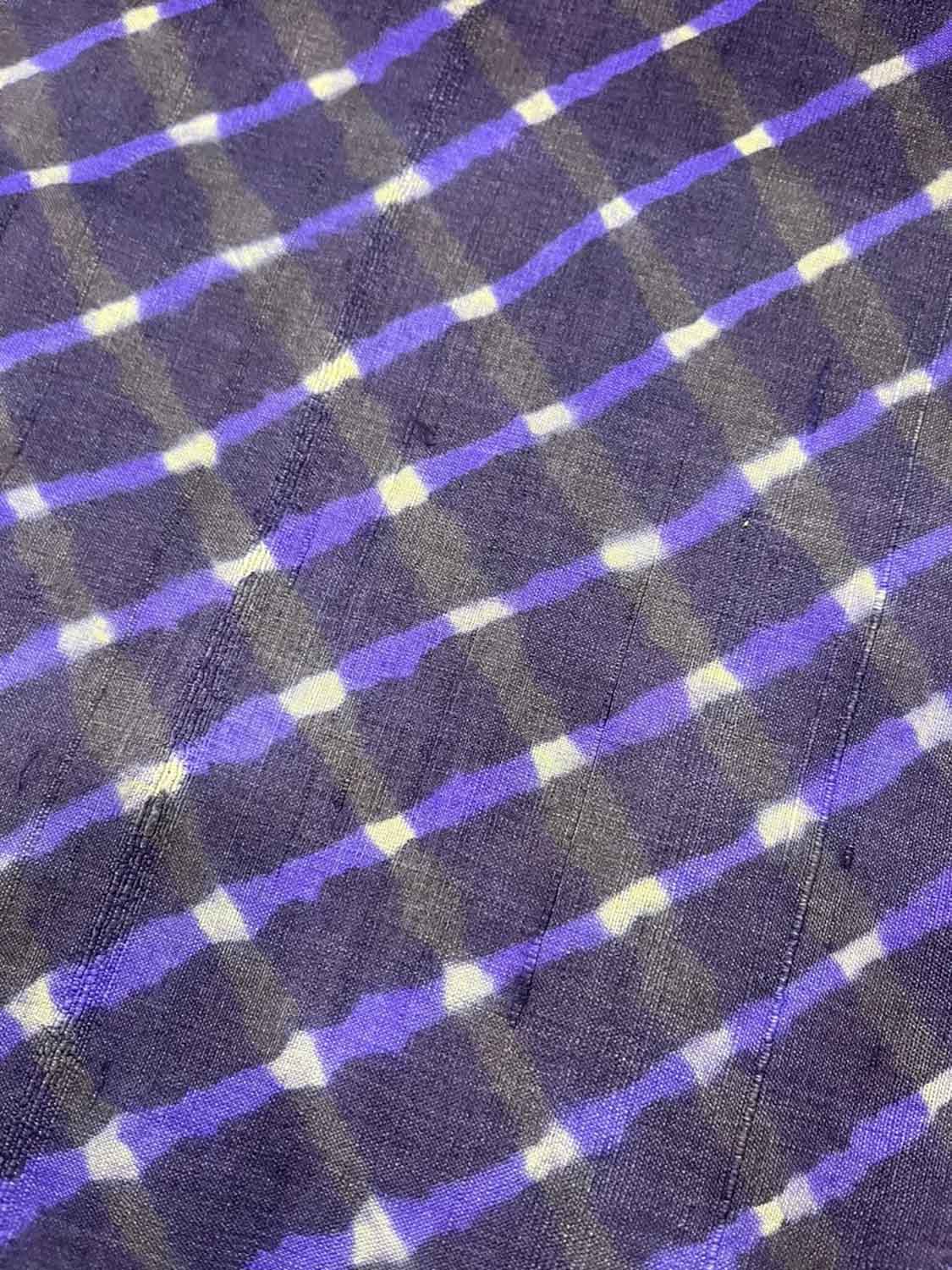 Purple Leheriya Tie N Dye Pure Tussar Silk Fabric ( 1 Mtr ) - Luxurion World