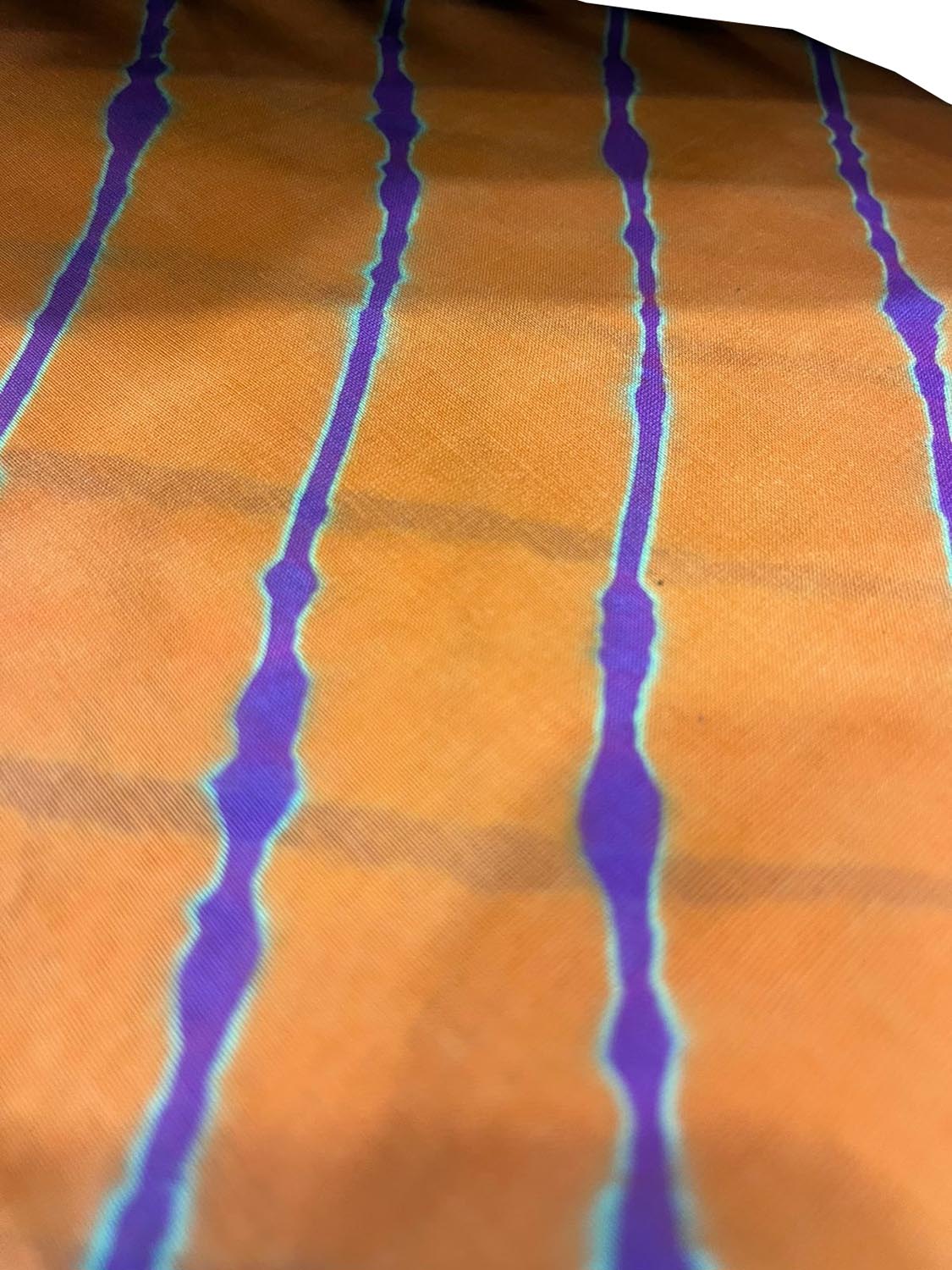 Orange Leheriya Tie N Dye Pure Chanderi Silk Fabric ( 1 Mtr ) - Luxurion World